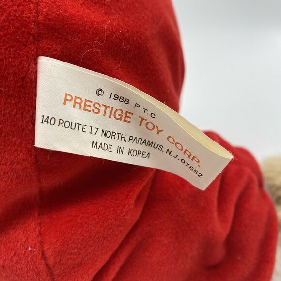 Vtg 16" Prestige REINDEER IN SANTA SUIT Tan Plush Stuffed Animal 1988 Moose - Picture 5 of 6